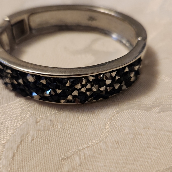 Blue Bead Bangle, Marcasite Studded Silver Tone, Kenneth Cole Bracelet - Picture 4 of 4